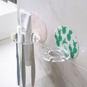 Adhesive Toothbrush & Toothpaste Holder Cactus - Green - One Size