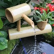 Low-Profile Water Fountain Bamboo Fountain with Pumpese Garden Water Flowing Feature Indoor/Outdoor,Length 35Cm