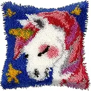 Orchidea - Latch Hook Small Cushion Kit - Unicorn - Printed Canvas - 4.5 Count - for Adults - 4080