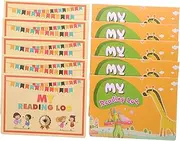 Kisangel 10Pcs Reading Log Bankbook Thick Educational Recording Cards for Daily Reading Tasks Fun Cartoon Design for Celebrating Achievements