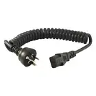 DOSS CK9-2MT Black Curly Iec Power Lead 2M Iec - C13 Appliance Cord Extends Up