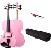 [YTGDCXS] Children Adult Violin Complete Set, Pink White Student Beginner 1/8 1/4 1/2 3/4 4/4 Full Size, with Case, Rosin, Bow, Strings, Entry-Level Violin, Wooden Stringed Instrument Gift
