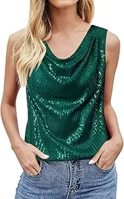 [Generic] Brand Women V Neck Fashion Sequin Loose Short Pullover Vest Button Set