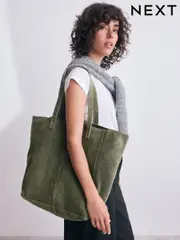 Suede Khaki Green Shopper Bag (F36737) | $109