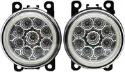 Fog Light Assemblies For Trafic 2.5L L4 Diesel Turbocharged 2003 2004 2005 2006 Angel Eye Fog Light Car LED Lens Daytime Running Lamp Fog Lights Assembly(9beads-Angel eye)