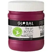 Global Colours Acrylic Paint Zero VOC 500mL Metallic Fuschia