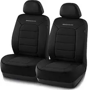 Skechers Memory Foam Car Seat Covers,Thick Cool Touch Fabric Seat Covers,car seat Protector Two Front,Airbag Compatible,Automotive Comfort Protection for Most Cars,Vans,Trucks,SUV,Black