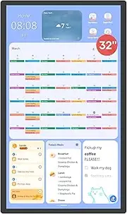 Cozyla 32 Inch Digital Calendar Wall Touch Screen Chore Chart To Do List Notepad Electronic Smart Calendar Digital for Family Meal Planner Support All App Via App Store Android Tablet Wall Mount Black