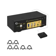 CKLau MST KVM Switch Displayport 2 Computers 4 Monitors Switcher (2 DP in 4 D...