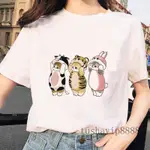 CUTE CAT T-SHIRT原宿風短袖體恤女可愛小貓百搭上衣日系夏季新款寬鬆衣服韓版短版短袖親子裝T恤男女同款圓領素