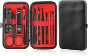 10 piece manicure pedicure grooming kit set for professional finger & toe nail care scissors clipper, Stainless Steel Manicure Set with Fingernail & Toenail Clippers, Nail File, Slant Tip Tweezers