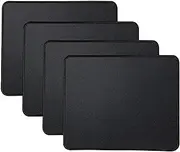 Kriture Mouse Pad 4 Pack with Stitched Edge, Non-Slip Rubber Base, Premium-Textured and Waterproof Mousepad for Computers, Laptop, Office & Home, 10.2x8.3inches, 3mm, Black
