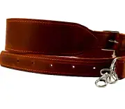 Dark Brown Genuine Leather Camera Adjustable Shoulder Strap with Chrome Hardware