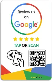 Google Review Tap Card by | Reusable Smart QR Code and NFC | Pack of 5 | Instan