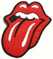 ROLLING STONES TONGUE IRON ON SEW ON EMBROIDERED PATCH 8cm x 6cm MUSIC BANDS
