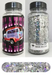 Blakes Metal Flake Alpha Silver prismatic RANDOM CUT custom automotive 2oz jar