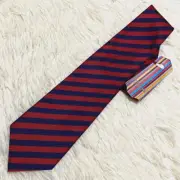 Paul Smith Regimental Tie Red Navy Silk 100% 59.1" New