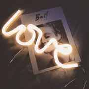 Warm White Love Heart LED Neon Sign Night Light Wall Bar Lamp Party Wedding X'mas USB DecAU