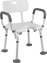 FFSPIIO Lightweight Bath Tub Bench Chair, Elderly Disabled Adjustable Hight Bathroom Chair Non-Slip Seat Assist Compact Shower Stool Shower Chair