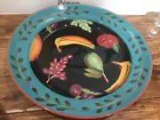 Hand Painted Droll Too Ceramic XXLARGE 19'' Platter chip dip Jean Townsend NEW