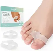 Welnove Pack of 12 Bunion Corrector - Gel Toe Separators with 2 Loops - Big Toe Spacer Suitable for Bunion and Overlapping Toe (Multi Size)
