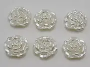100 Ivory Acrylic Pearl FlatBack Rose Flower Cabochons 12mm Scrapbook Craft