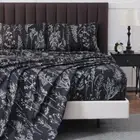 Black Sheets,Deep Pocket Sheets, 1800 Thread Count Pattrn Bed Queen Grey Black