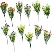 HYTROVE 12pc Faux Eucalyptus Leaves Stems Artificial Dried Plants Greenery Stems Wall Decor for Home Office