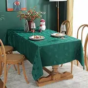 Christmas Jacquard Tablecloth, Spillproof & Wrinkle Resistant with Tree Patterns, 52" x 70" Rectangle for 4-6 Seats