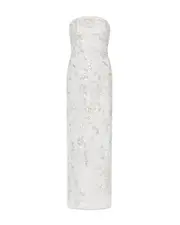 Milly Magnolia Silver Beaded Dream Sequin Maxi Dress