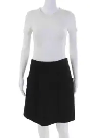 Chloe Womens Back Zip Knee Length Side Pocket Pencil Skirt Black Wool Size FR 42