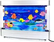 TOGETDREAM Artificial Tropical Fish Aquarium Decorative Lamp Artificial Fish Tanks with Moving Fish Fake Sensory Ocean Mini Fish Tank Decoration Ornaments Virtual Charming Fantastic Lamps Night Light
