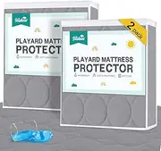 Biloban Waterproof Pack n Play Mattress Pad 2 Pack, Pack and Play Sheets Quilted Mattress Protector Cover 39/'' X 27/'' fits for Baby Foldable and Playard Mattress, Portable Mini Crib, Gray, Grey