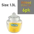 6x Glass Jar 1.3L Kitchen Food Storage Container Organiser Candy Vase Decorative