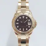 ROLEX 勞力士 168628 YACHT-MASTER 市面非常稀少 18K金中型遊艇 黑貝殼面盤 大眾當舖B128