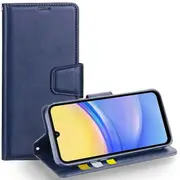 For Samsung Galaxy A15 5G Case, Hanman Wallet Leather Flip Magnetic Stand Case Cover (Navy Blue)