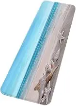 A.Monamour Blue Ocean Starfish Conch Shell Holiday Beach Seaside Scenery Nautical Theme Print Microfiber Flannel Fabric Anti-Skid Bathroom Mats Rugs for Shower Accessories 40x120cm / 16"x48"