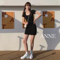 在飛比找蝦皮商城優惠-ANNE｜短袖連身裙 大U領緊身裙【AD20225】連身裙 