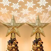 Yescom 2Pcs Christmas Tree Topper Star 3D LED Snowflake Rotated Projector Gold