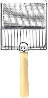 MYCENSE Cat Litter Scoop Pet Sand Waste Scooper Sifting Litter Scoop Hollow Litter Scoop for Rabbits, Silver wooden handle