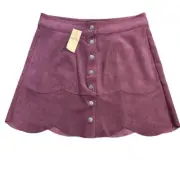 AMERICAN EAGLE OUTFITTERS Snap-Front A-Line burgundy Suede Skirt Women's Size 4