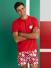 Mens Santa Stripe Satin Pj Set