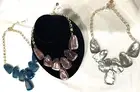 Kendra Scott Harlow Statement Necklace Aqua Apatite Sable Mica Gray Illusion