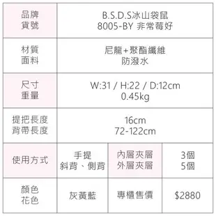 B.S.D.S冰山袋鼠 - 非常莓好 - 織帶拼接兩用購物包 - 灰黃藍【8005-BY】