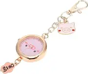 [VALICLUD] Fashion Nurse Chest Watch with Key Ring Clasp Cute Cartoon Design Portable Hanging Watch for Students and Nurses Includes Spare Battery present for Special Occasions