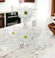 4 Cristal D'Arques Durand VERSAILLES Lead Crystal Champagne Tall Sherbet Glasses