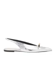 Lanvin Laminated Crinkled Finish Ballerina Shoes 37,39,40 silver