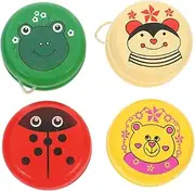 KONTONTY 4pcs Boys and Girls String Wooden Toys Baby Educational Toys Mini Yoyo for Boys and Girls Safe Gentle Playtime Random Style