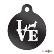 Love Miniature Pinscher Engraved Keychain Round Tag w/tab park Min Pin Profile