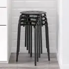 Set of 4 Stackable Black Metal Stools Heavy duty Dining Bar stool 17 3/4 "
